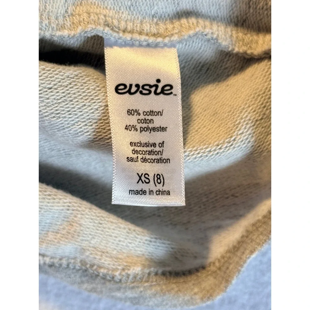 Evsie Girls XS 8 Gray Ringer Dress Smiley Flower Patch Elastic Waist Short Sleev